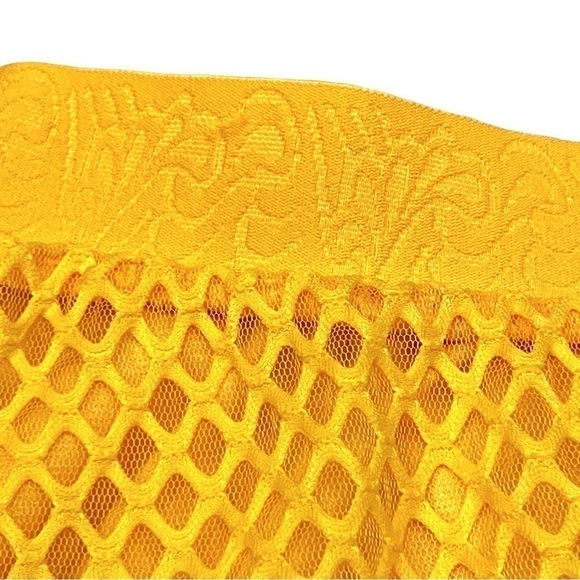 METRO Wear Women’s Yellow Diamond Mesh Pleated Flowy Modern A Line Skirt, Size S - Picture 12 of 13